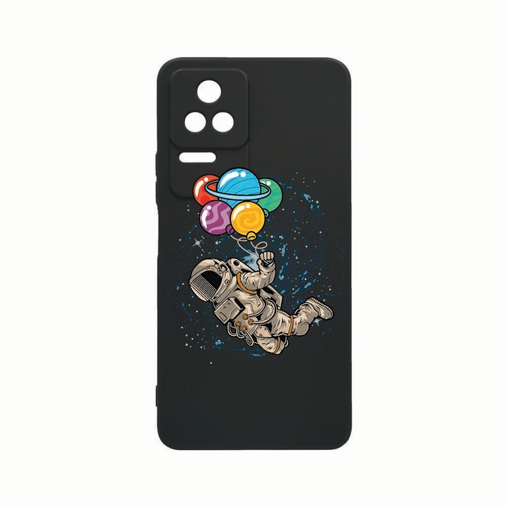 Силиконов калъф Unique за Xiaomi Poco M5s, Happy Astronaut, Rezistenta la uzura, защита на камерата, Black c-B 773