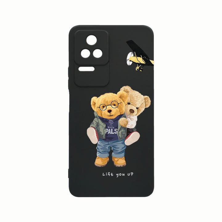 Силиконов калъф Unique за Xiaomi Poco M5s, Teddy Bear Lift me up, Rezistenta la uzura, защита на камерата, Black c-B 933