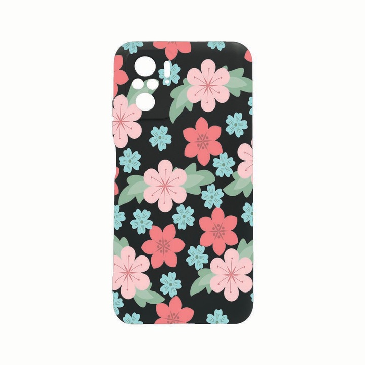 Husa Silicon, Compatibila Cu Xiaomi Poco F4, Pastel Colors Collection Flowers, Rezistenta la uzura, Protectie Camera, Negru c-B 515