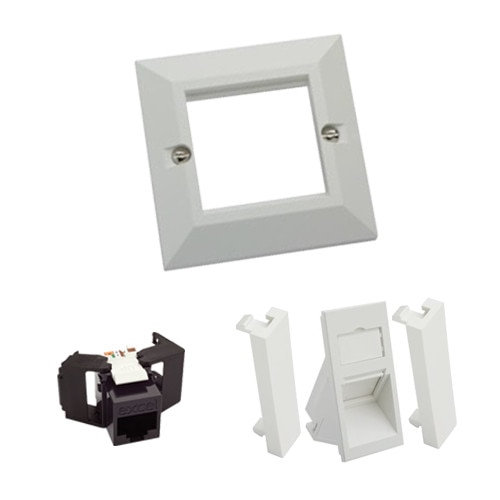 Priza simpla ingropata UTP Excel Networking Cat 6, cuprinde 2blanc-uri 12.5x50,inclinata 45 grade