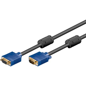 Cablu prelungitor monitor VGA 15p tata - VGA 15p mama dublu ecranat, filtru, conector Cablu prelungitor monitor VGA 15p tata - VGA 15p mama dublu ecranat, filtru, conector