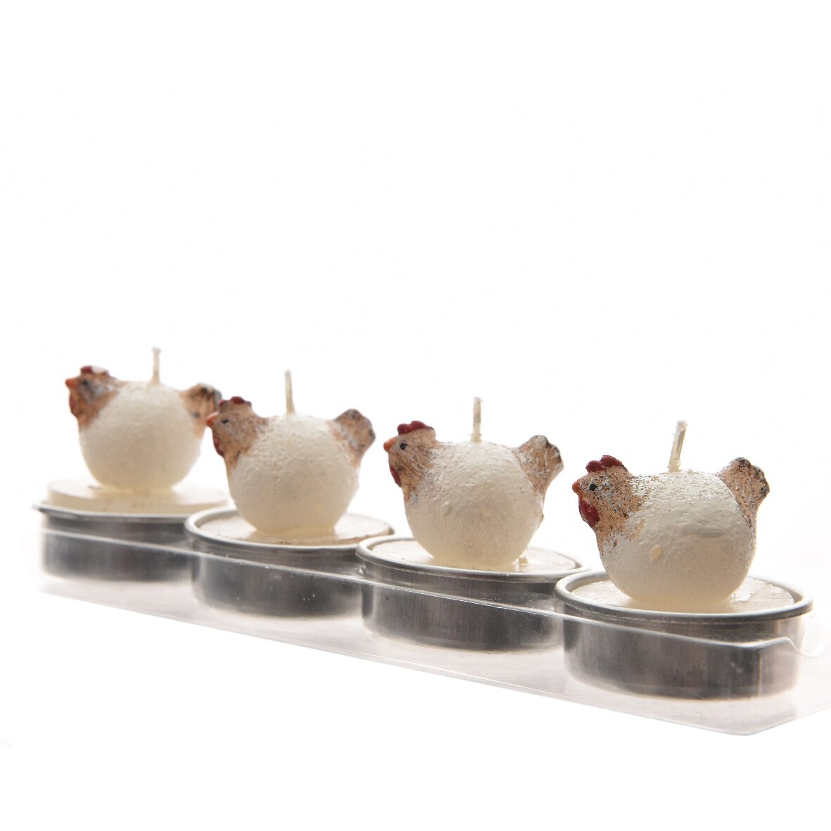 Set 4 lumanari decorative, model Gaina, Kaemingk, ø4x3.5cm, Alb