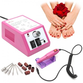 Pila electrica pentru unghii Miley, 20000rpm, 10W, 6 capete, 6 cilindrii, Roz Pila electrica pentru unghii Miley, 20000rpm, 10W, 6 capete, 6 cilindrii, Roz