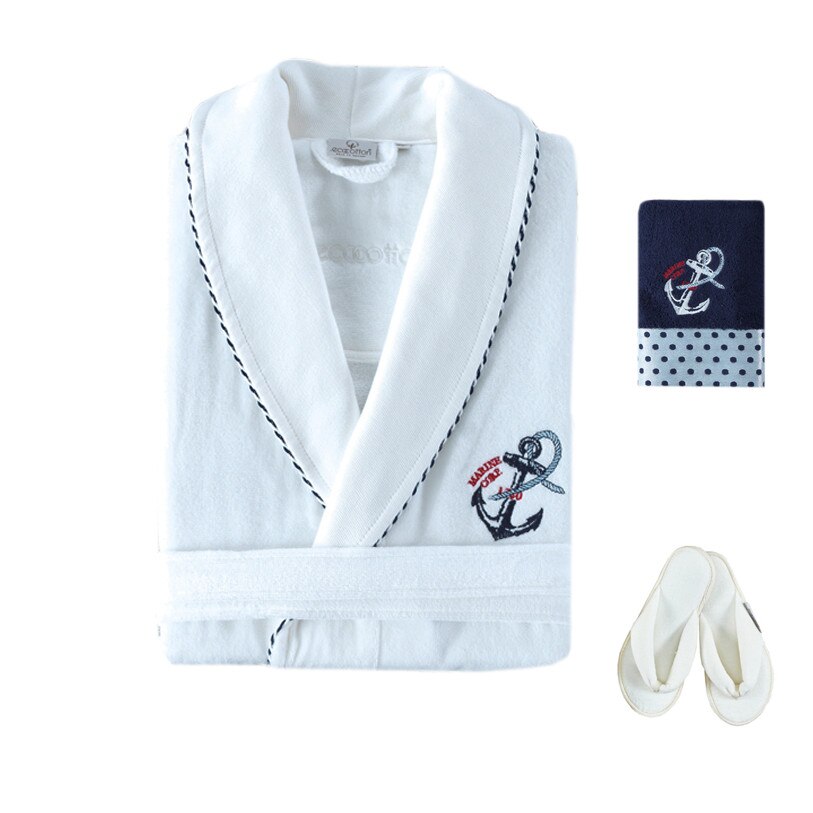 Set de baie Sea Star pentru barbati marimea XL, culoare alb din bumbac organic