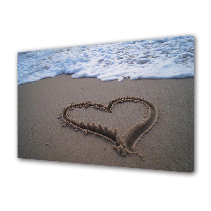 Tablou Canvas Valentine's Day Ziua indragostitilor Inima pe plaja 30 x 45 cm