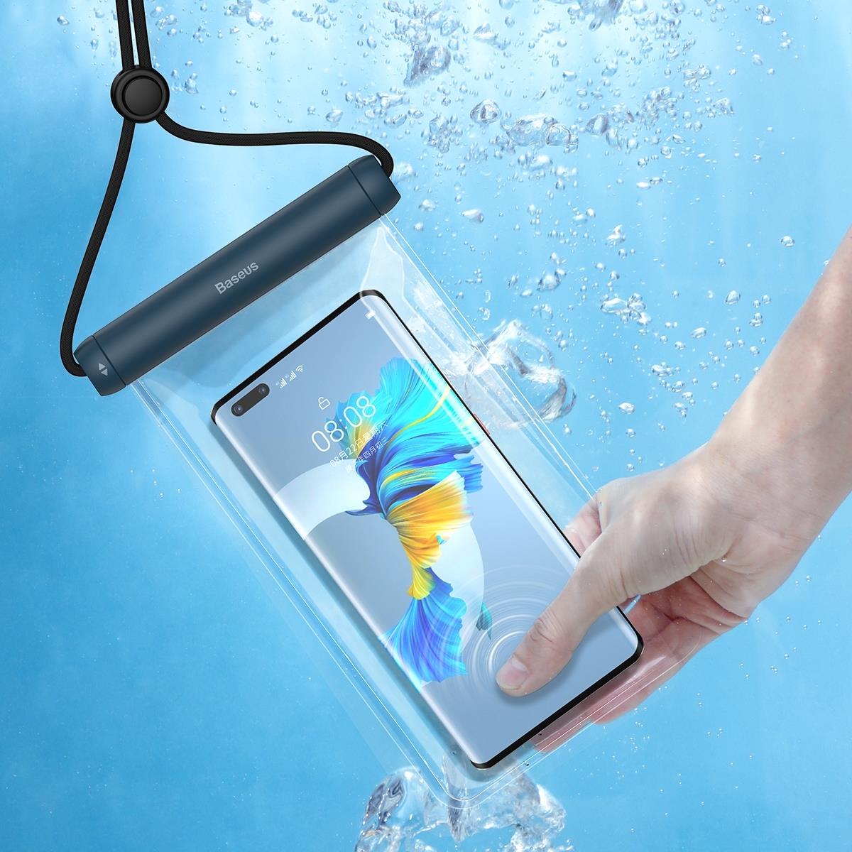 Husa waterproof universala Baseus Cylinder Slide, IPX8, Albastru