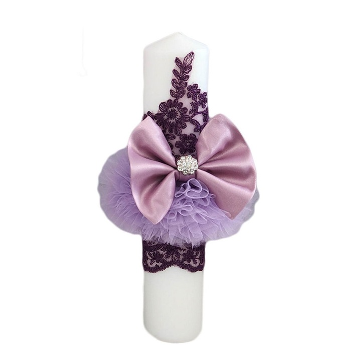 Lumanare eleganta pentru botez culoare mov