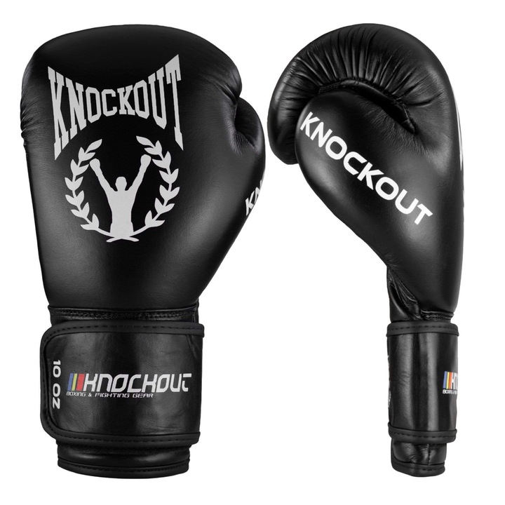 Боксови ръкавици Knockout Basic, 8OZ, черно/бели