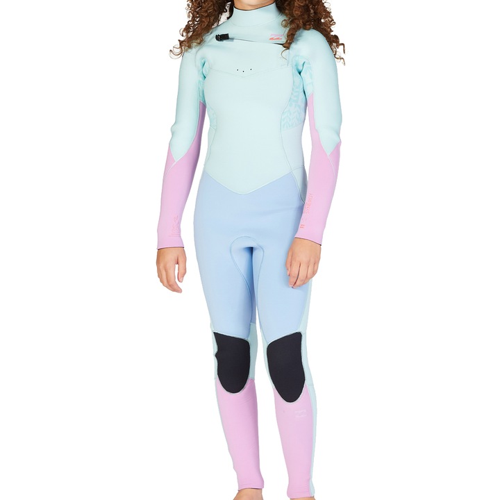 Costum de surf fete Synergy Billabong, fermoar piept, 3/2 mm, marimea 163-168 cm, albastru/negru