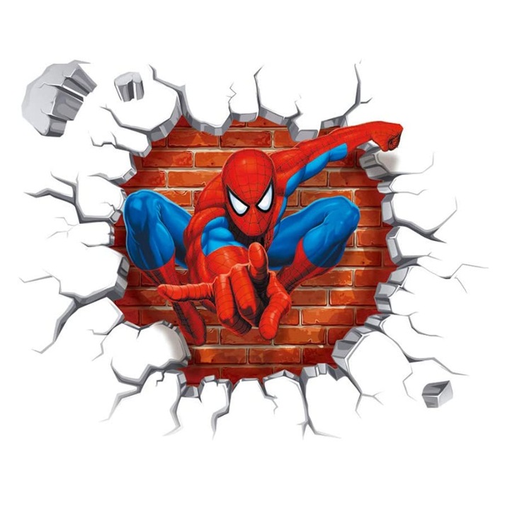 Sticker decorativ perete, PVC, Model Spider-Man, Multicolor