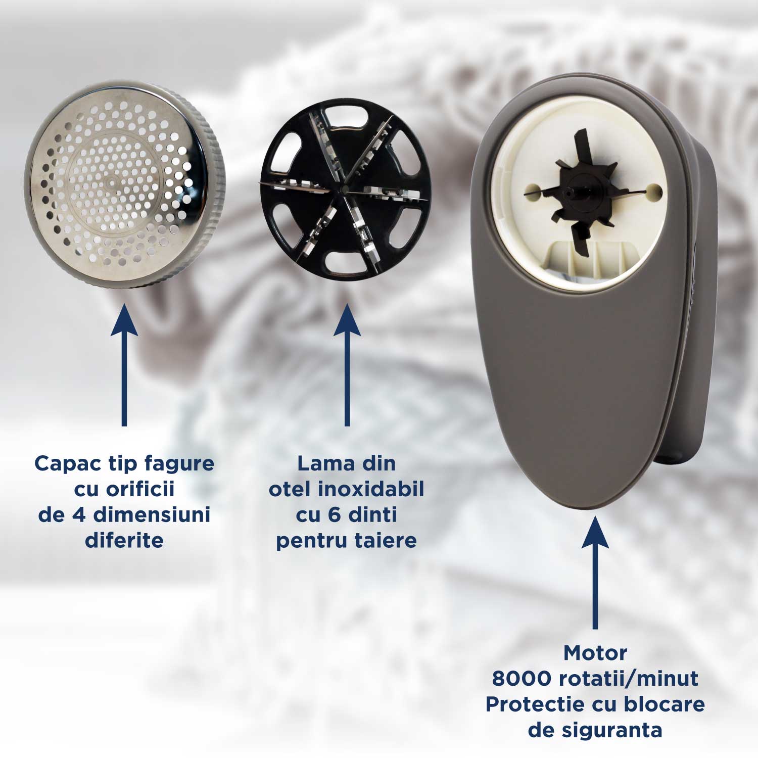 Aparat de curatat scame amXea LR-268SN Antracit, 8000 rotatii/minut, 800mAh, 1x lama rezerva