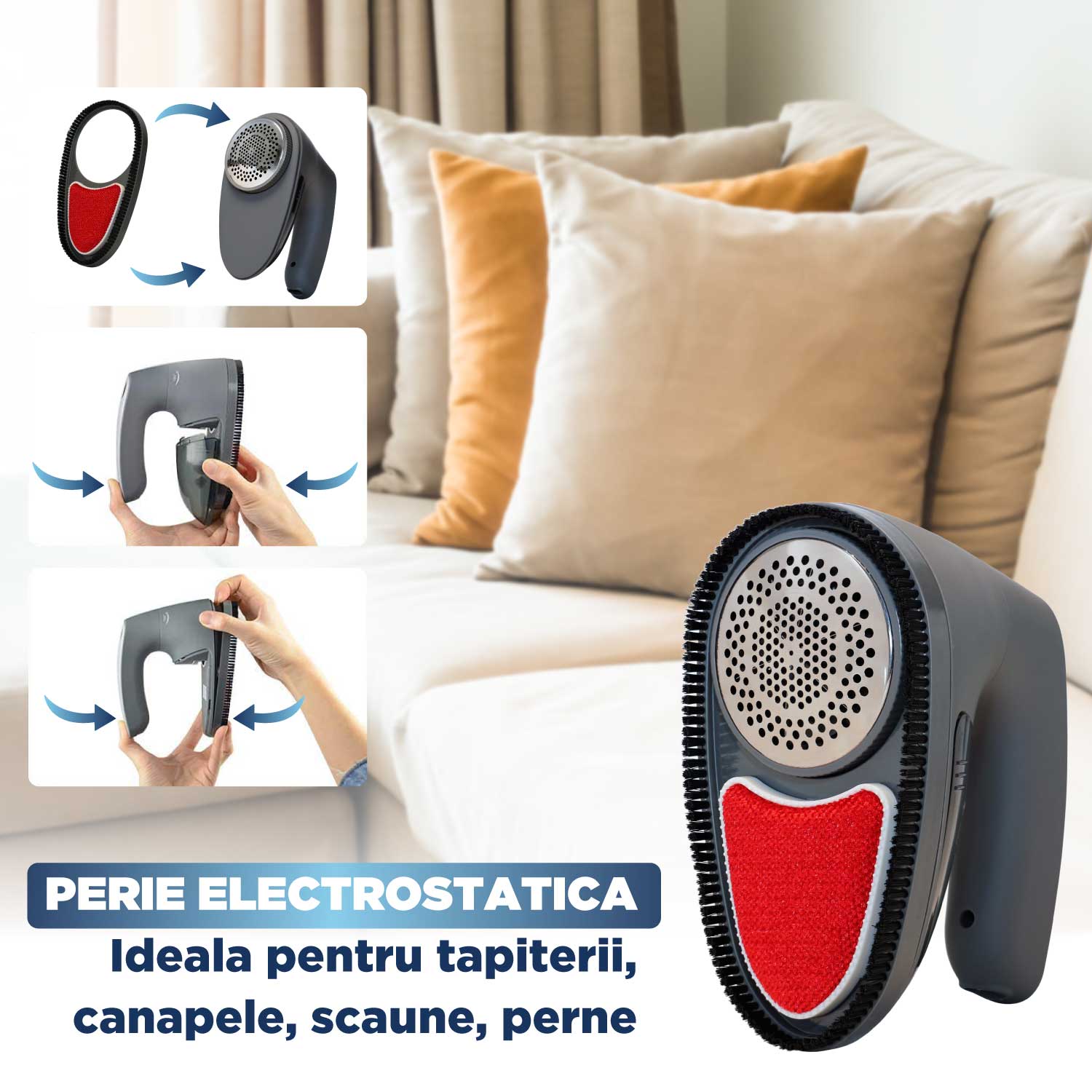 Aparat de curatat scame amXea LR-268SN Antracit, 8000 rotatii/minut, 800mAh, 1x lama rezerva