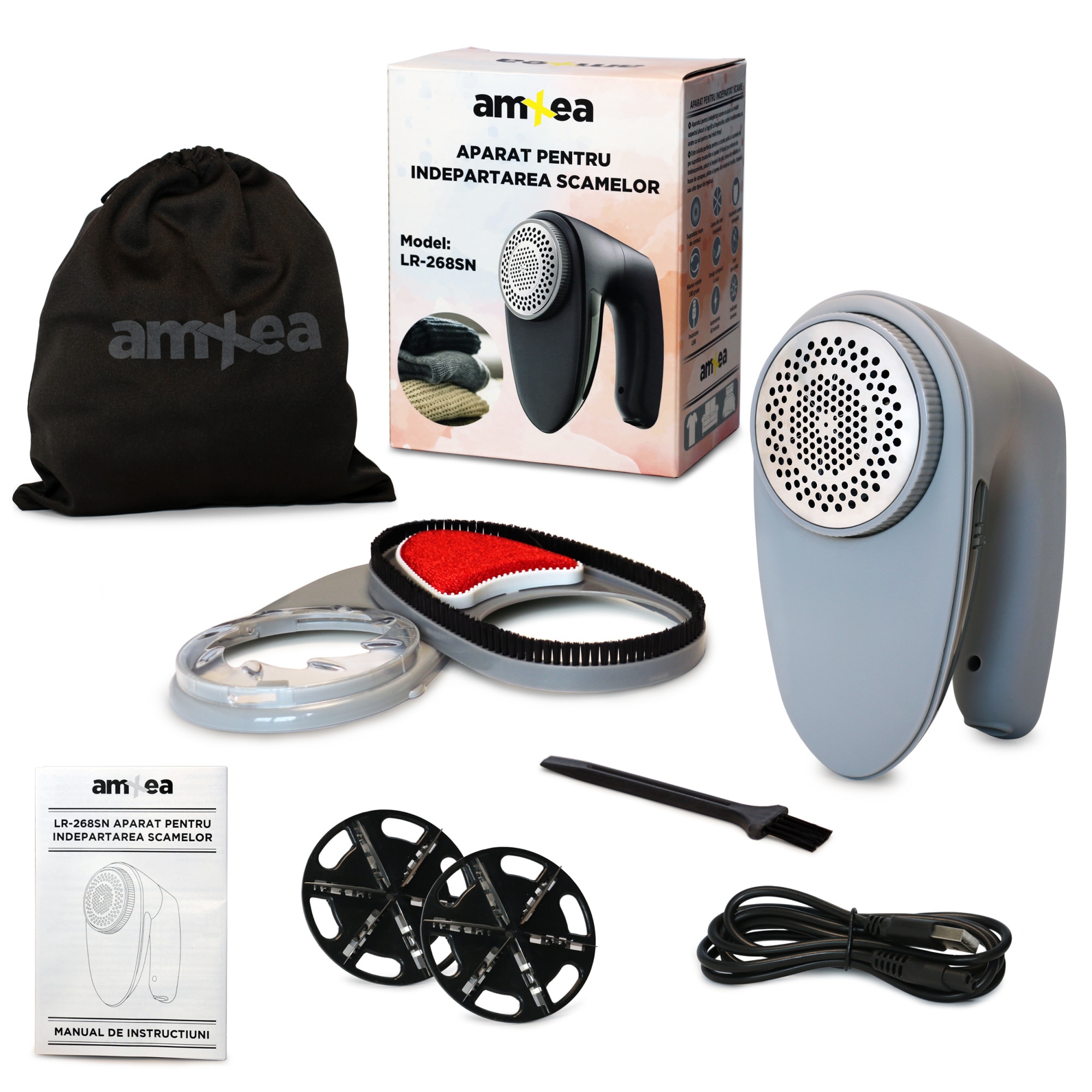 Aparat de curatat scame amXea LR-268SN Gri, 8000 rotatii/minut, 800mAh, 1x lama rezerva