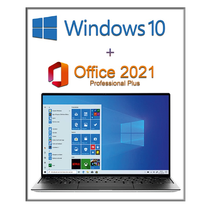 Microsoft Windows 10 Pro, 64 bit + Licenta Office 2021 Pro Plus