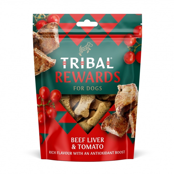 Recompense pentru caini, Tribal Rewards Beef Liver & Tomato, 125g