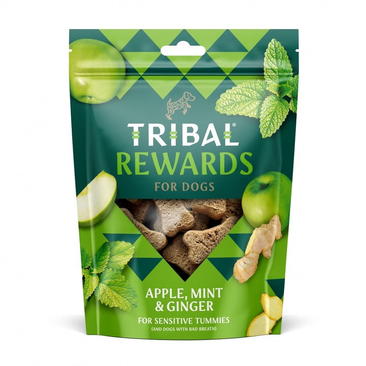 Recompense pentru caini, Tribal Rewards Apple, Mint & Ginger, 125g
