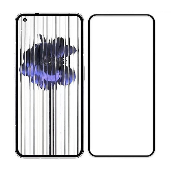 Закален стъклен протектор за екран за телефон Nothing 1, Пълна защита с лепило върху всички повърхности, 9H Aziao защитна технология, черни ръбове