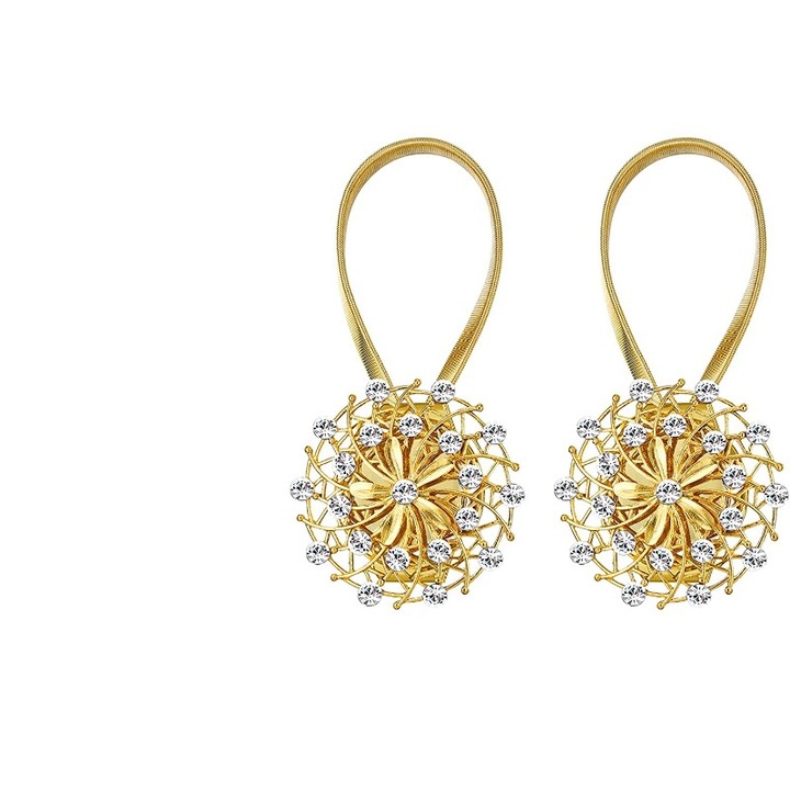 Set 2 legaturi perdea, Metal, Auriu