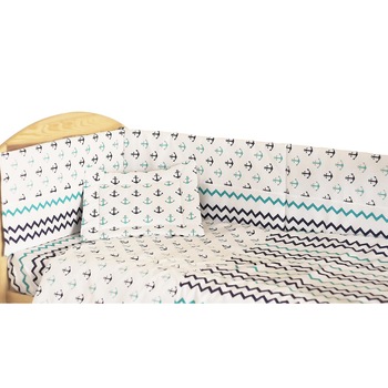 Lenjerie 4 piese, ancore, 120x60cm Lenjerie 4 piese, ancore, 120x60cm