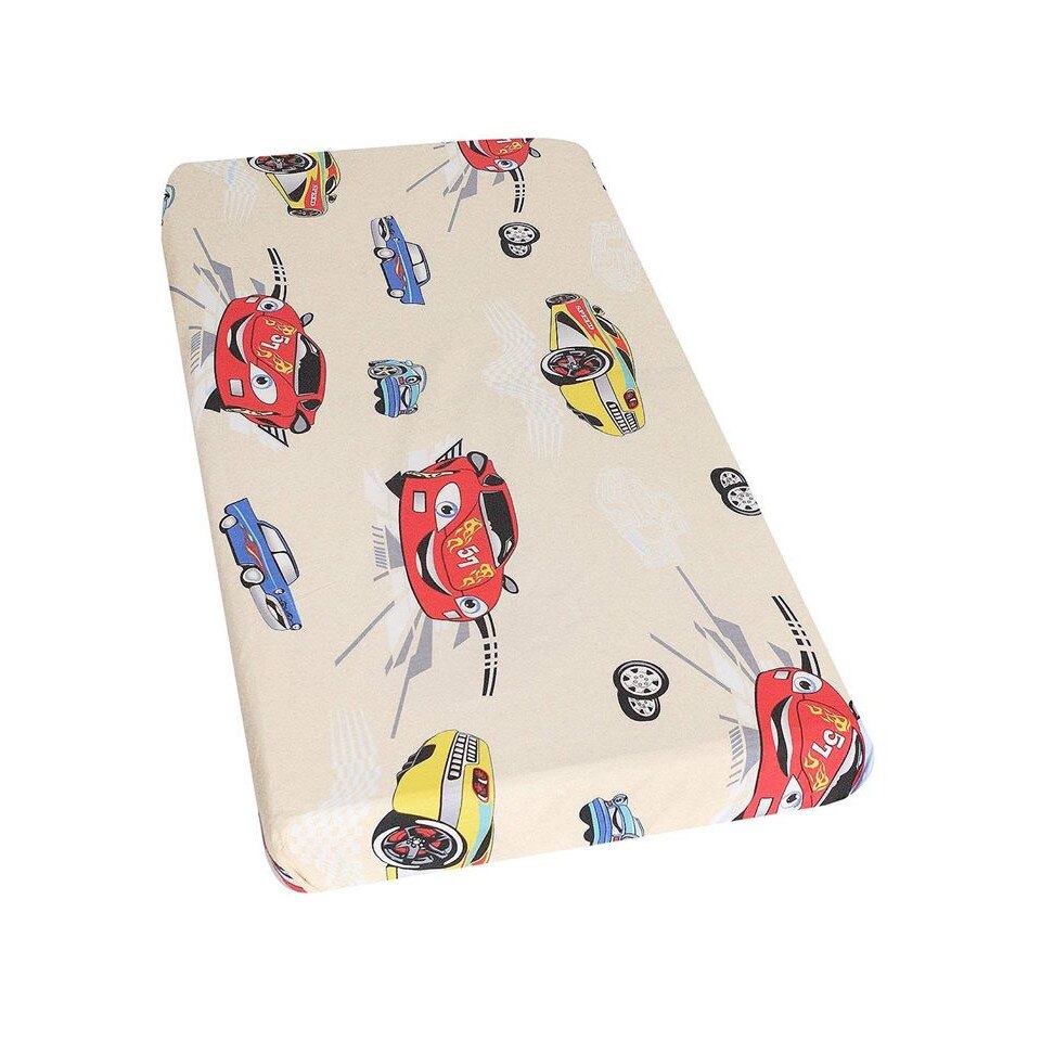 Cearceaf bumbac , Cars galben 120 x 60 cm