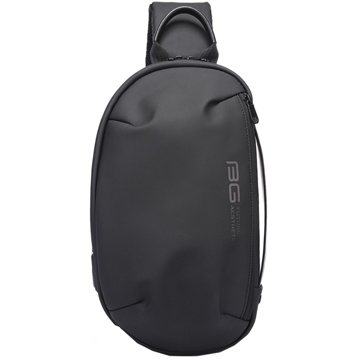 Малка асиметрична раница crossbody с USB порт, Водоустойчива, BANGE BG7306BK Черен
