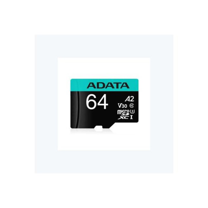 MicroSD ADATA 64GB карта с памет, SD адаптер, клас 10