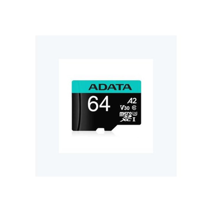 MicroSD ADATA 64GB карта с памет, SD адаптер, клас 10