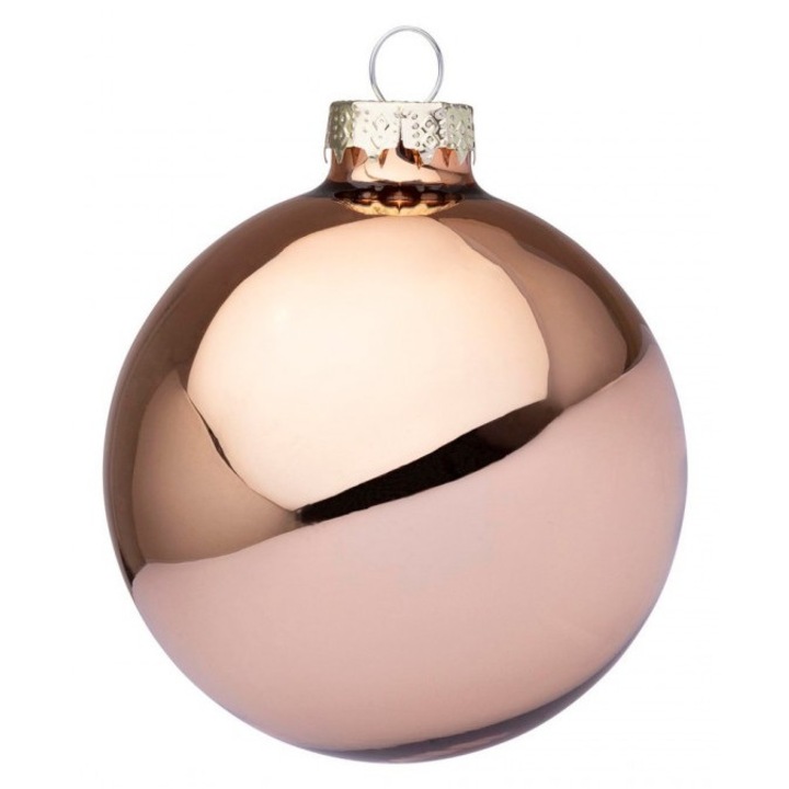 Set 24 globuri sticla roz auriu 8 cm
