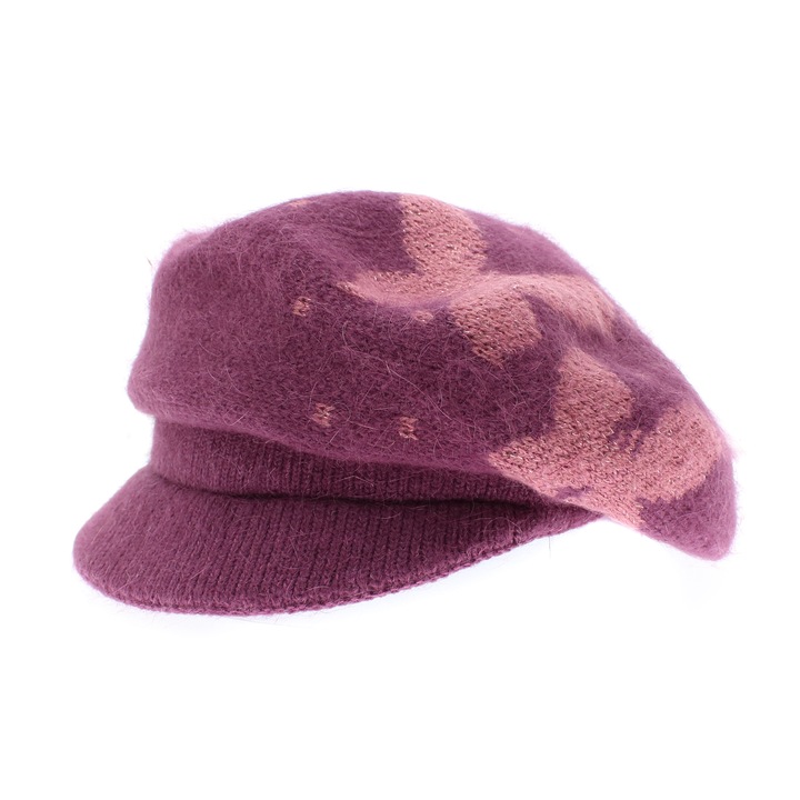 Sapca dama, ButicCochet, angora, one size, cu fluturasi, Mov - PAL1017