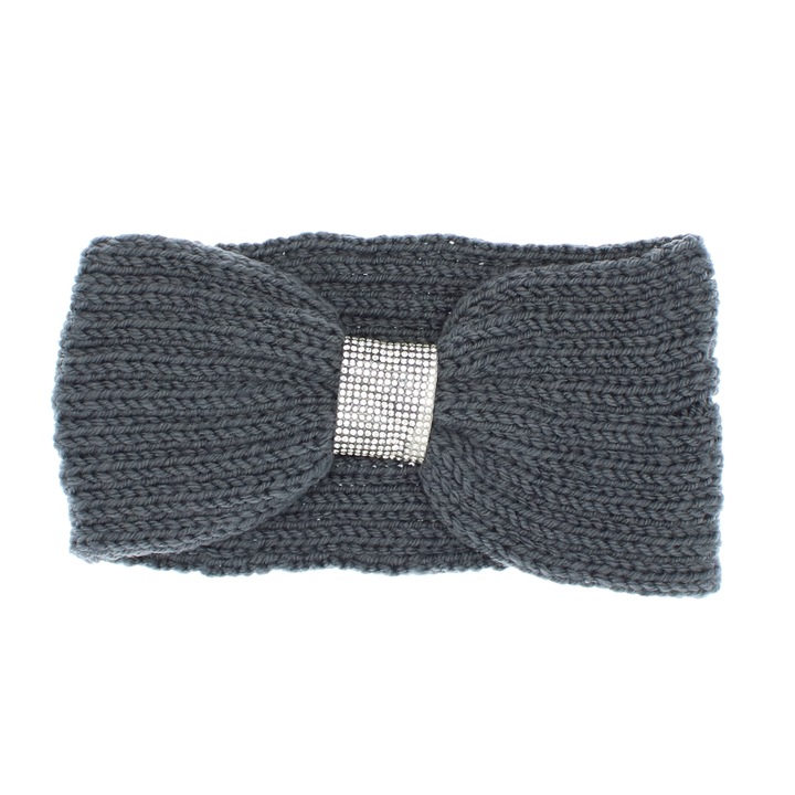 Hajgumi, női, 100% akril, ButicCochet, egy méret, modell strasszokkal, szürke - BNT280