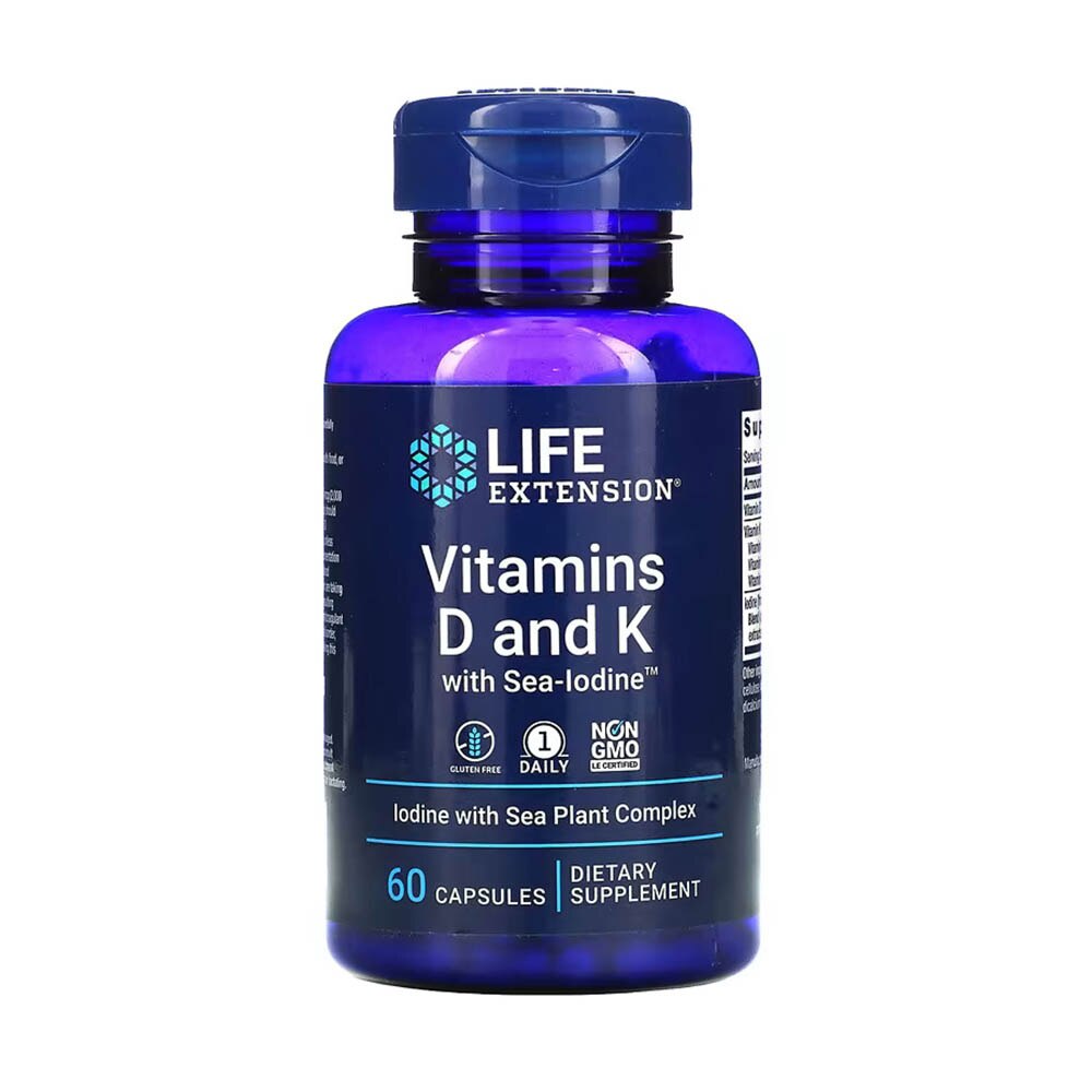 Vitamins D3 and K with SeaIodine, Life Extension, 60 capsule eMAG.ro