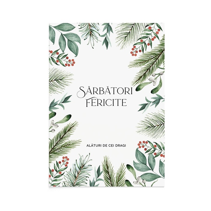 Felicitare Craciun Christmas Leaves, Zizula Cards, 105 x 150 mm