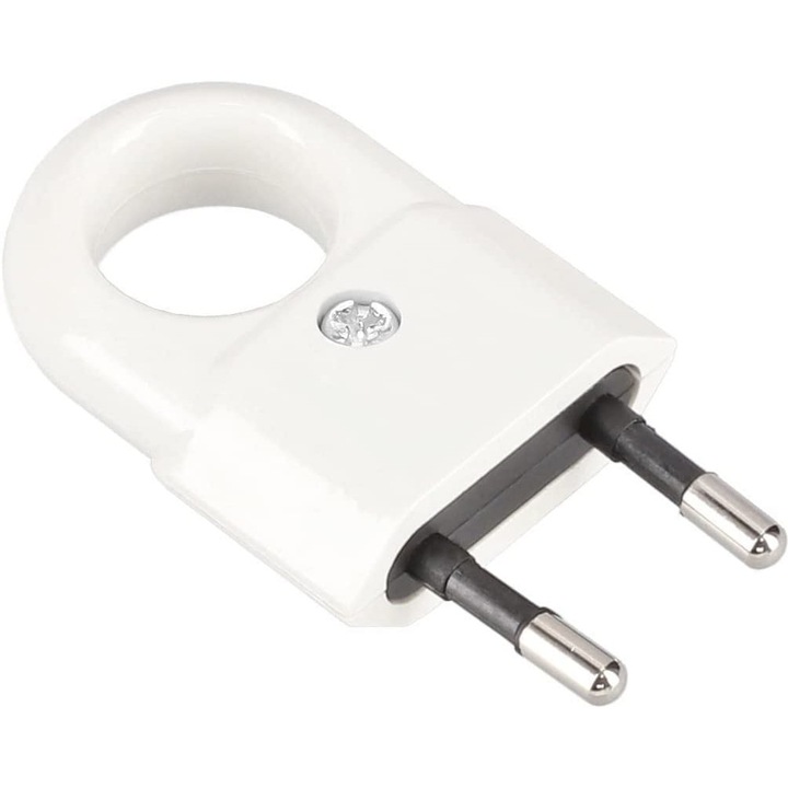 Fisa Plata cu Suport Fara Impamantare, 250 V, Plastic, Alb