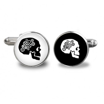 Butoni de camasa rotunzi personalizati cu imagine craniu, Argintiu Butoni de camasa rotunzi personalizati cu imagine craniu, Argintiu