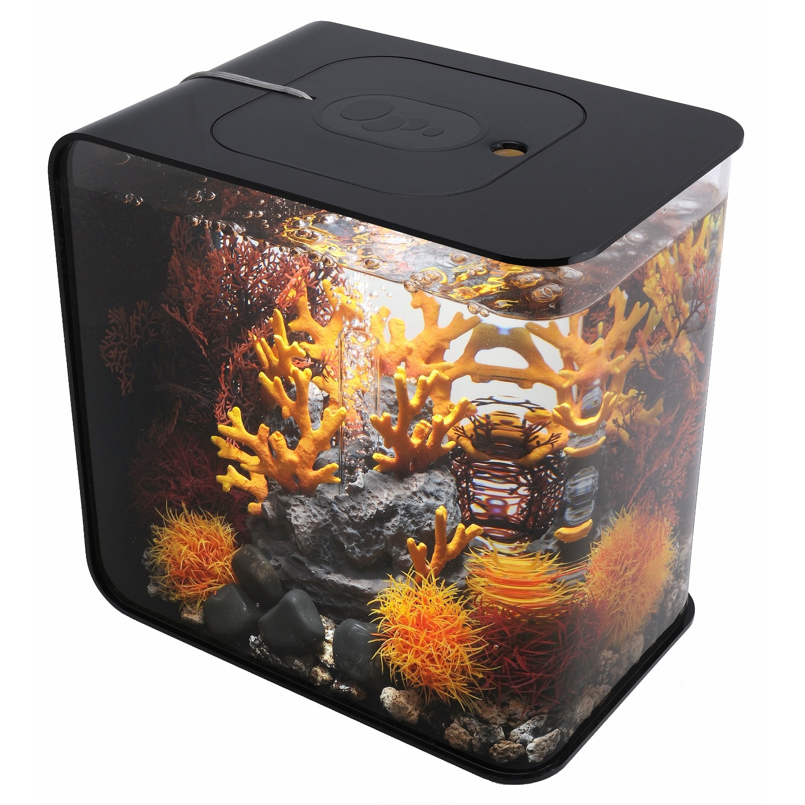 Set complet acvariu BiOrb FLOW 30 (cu sistem de iluminare LED, cadru negru) si ornamente