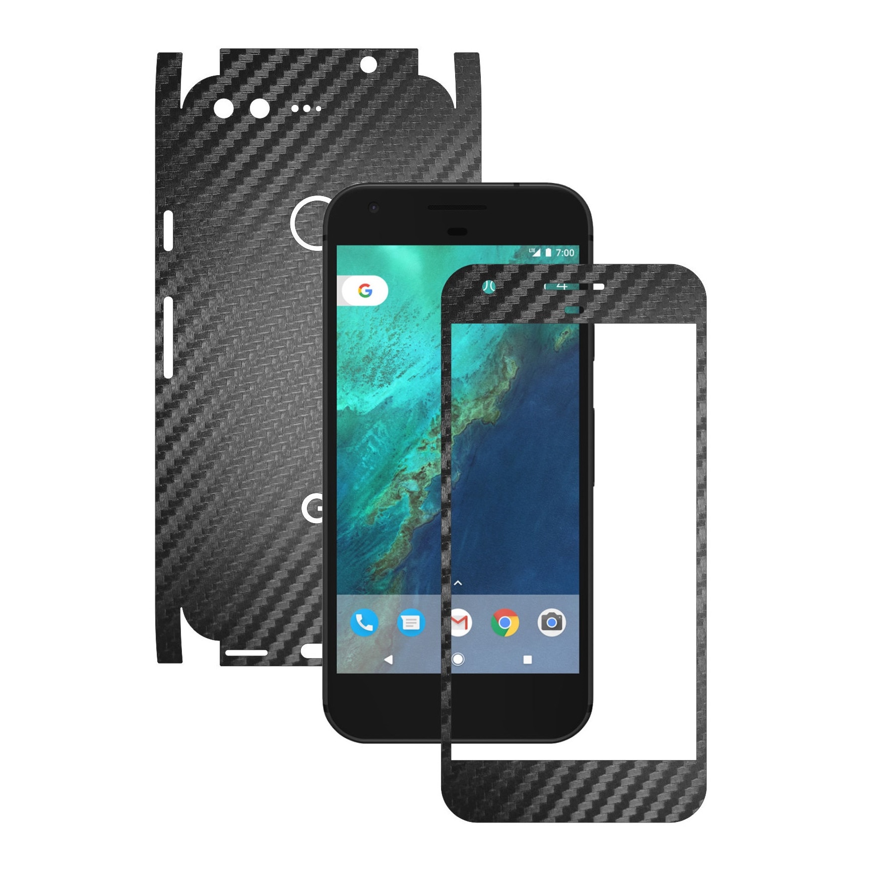 Folie de protectie Full Body Carbon Skinz, Acoperire Totala, Carbon Negru pentru Google Pixel XL