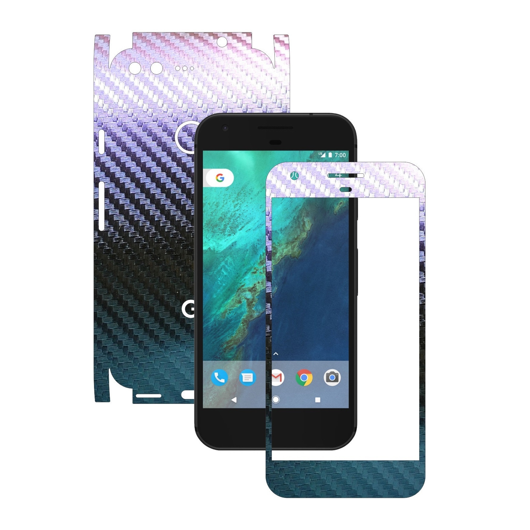 Folie de protectie Full Body Carbon Skinz, Acoperire Totala, Carbon Cameleon pentru Google Pixel