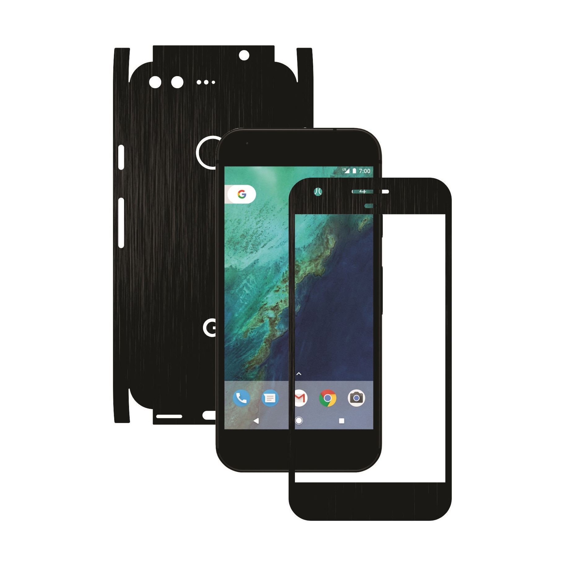 Folie de protectie Full Body Carbon Skinz, Acoperire Totala, Brushed Negru pentru Google Pixel
