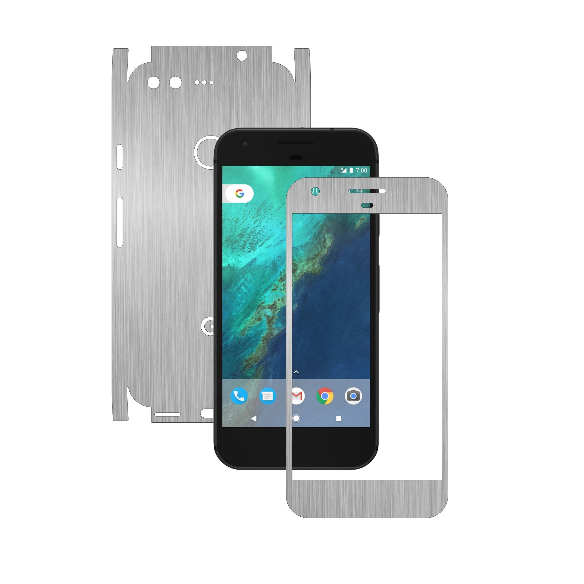 Folie de protectie Full Body Carbon Skinz, Acoperire Totala, Brushed Argintiu pentru Google Pixel