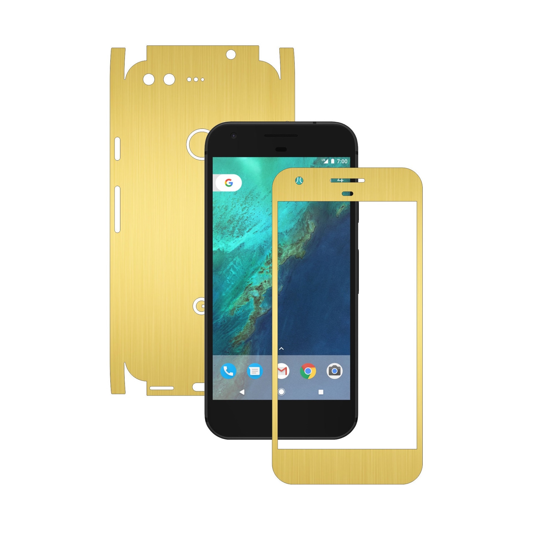 Folie de protectie Full Body Carbon Skinz, Acoperire Totala, Brushed Auriu pentru Google Pixel XL