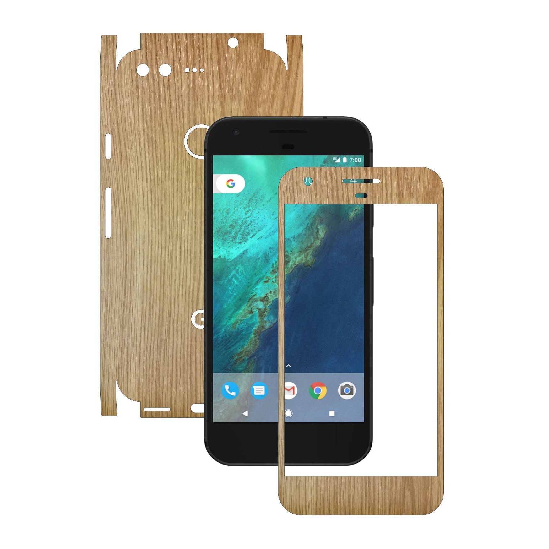 Folie de protectie Full Body Carbon Skinz, Acoperire Totala, Lemn Stejar pentru Google Pixel XL