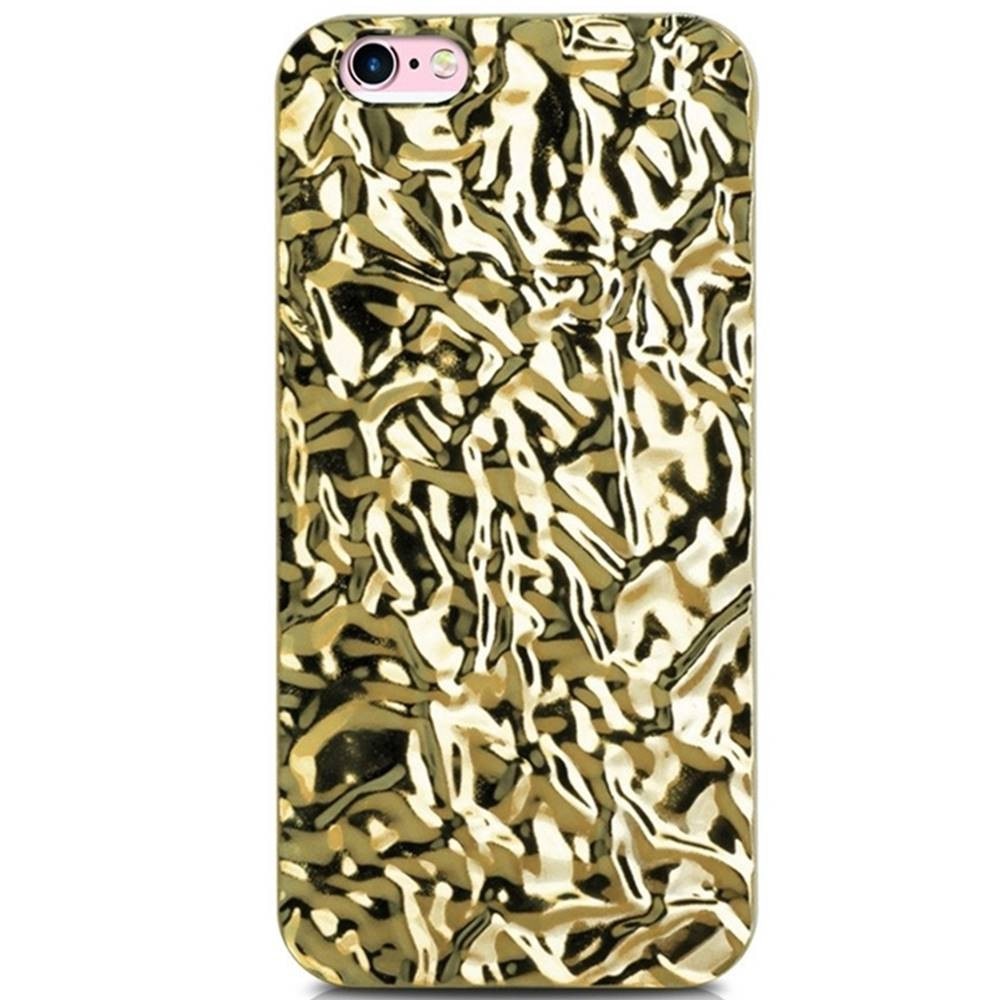 Husa din plastic dur policarbonat iPhone 6 / 6S (4.7 inch) texturata 3D metalizata metalic LIGHT GOLD, AURIU