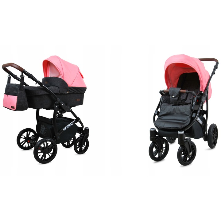 Carucior pentru copii, BabyLux, 2 in 1, Bumbac/Aluminiu, Multifunctional, Multicolor