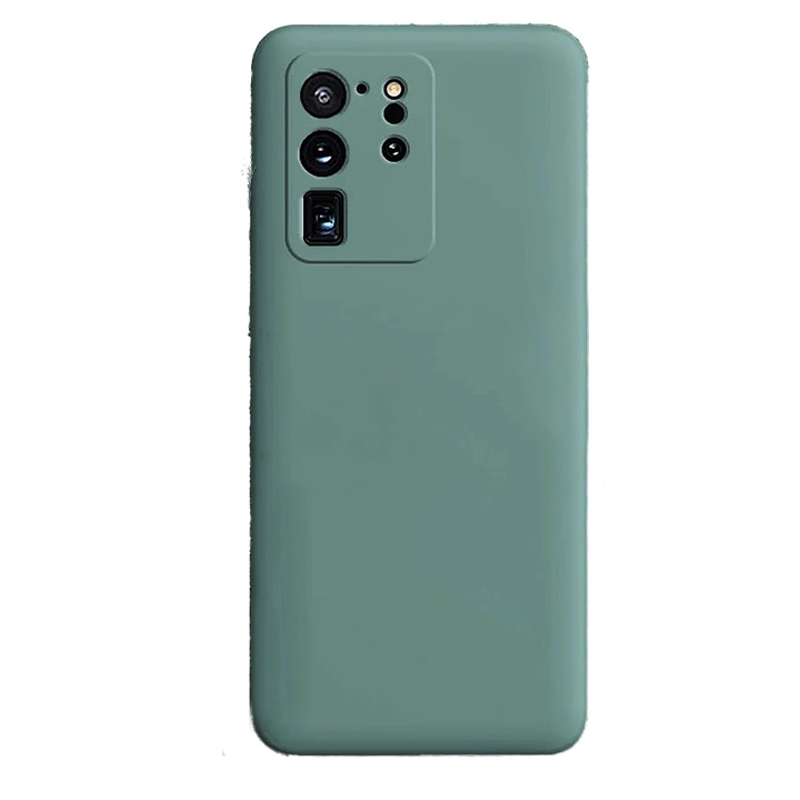 Силиконов калъф за Samsung Galaxy S20 Ultra, вътрешност от микрофибър, защита на камерата, син