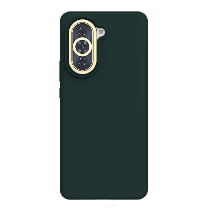 Силиконов калъф за Huawei Nova 10 Pro, вътрешност от микрофибър, ултра безопасна камера, Ultra Protect Tech, тъмно зелен