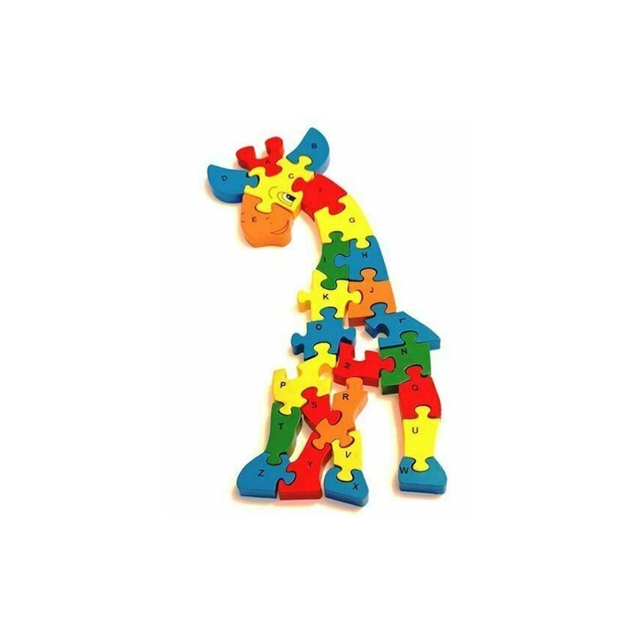 RCO 3D fa puzzle, zsiráf, 26 db, betűkkel és számokkal