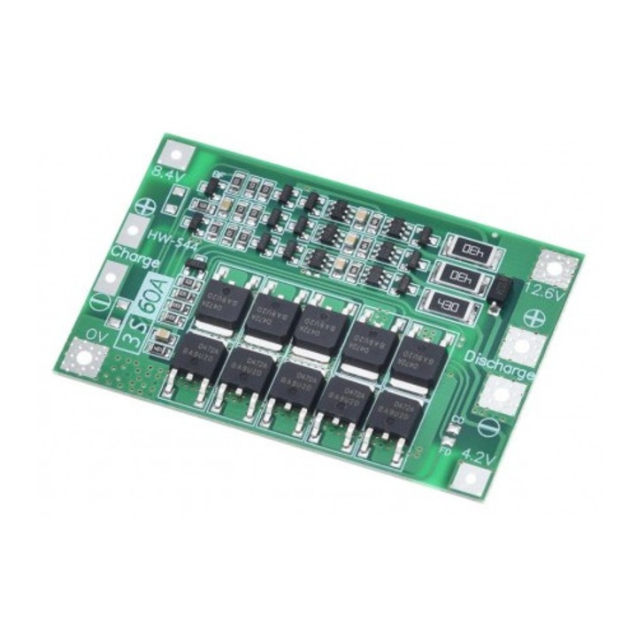 Modul incarcare baterii Litiu BMS 3S, 60A, 12.6V cu balans