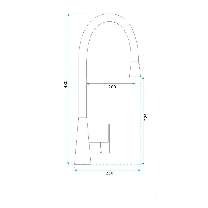 Смесител за кухня Rea Mild Matte Black, 43 см, Издърпващ се душ