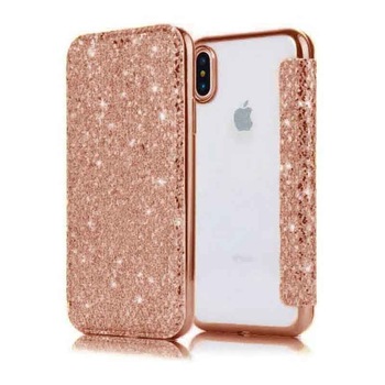 Husa flip tip carte carticica 360 de grade cu Sclipici glitter cristale pentru iPhone X XS 10 ROSE GOLD Husa flip tip carte carticica 360 de grade cu Sclipici glitter cristale pentru iPhone X XS 10 ROSE GOLD