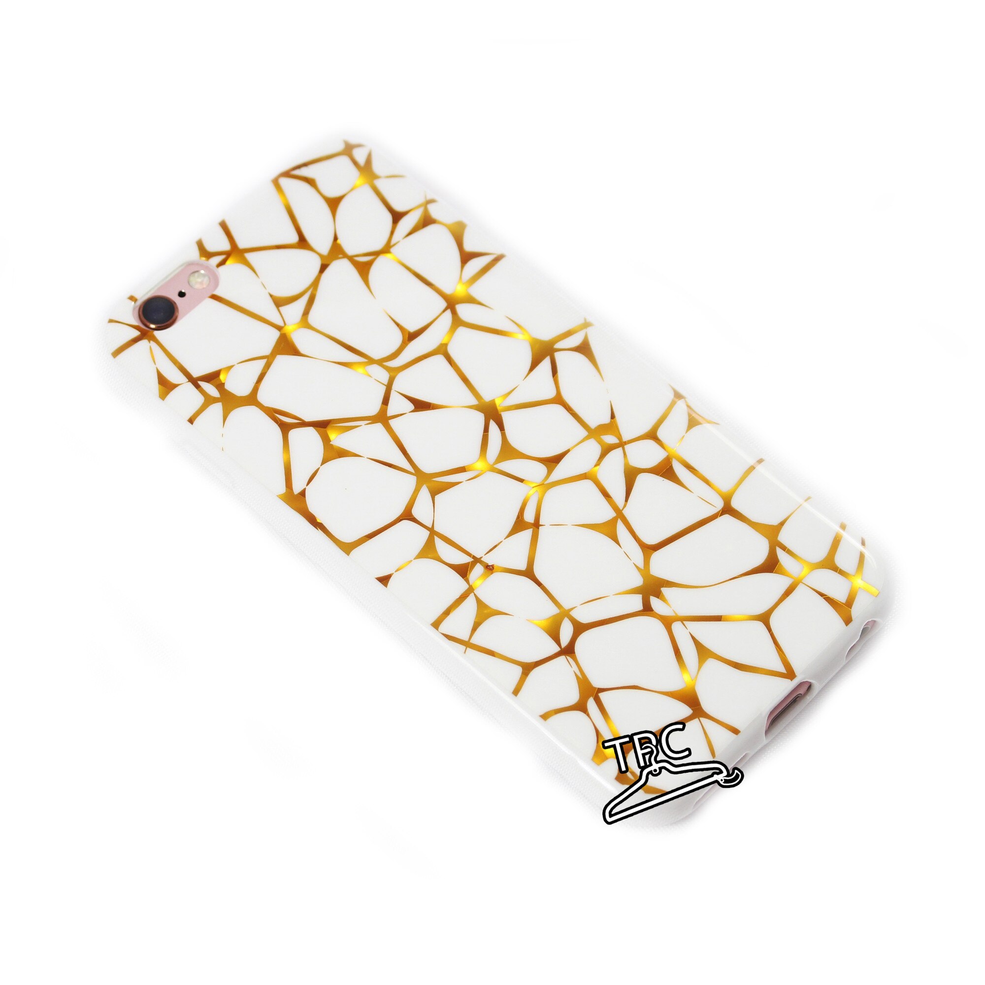 Husa din silicon dens TPU iPhone 6 / 6S (4.7 inch) print metalic metalizat WHITE GOLD